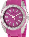 Anne Klein Women’s 109179MAMA Swarovski Crystal Accented Silver-Tone Magenta Plastic Watch