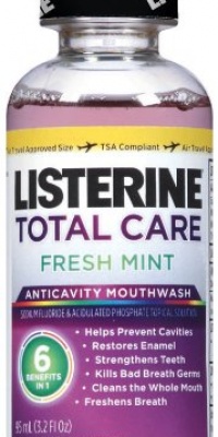 Listerine Total Care Anticavity Mouthwash, Fresh Mint, 3.2 Ounce (Pack of 24)