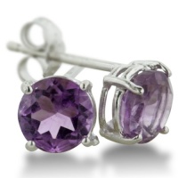 2ct Round Purple Amethyst Earrings In Sterling Silver