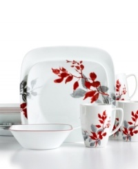 In true Corelle fashion, the Kyoto Leaves dinnerware set boasts exceptional performance and exquisite style. Clean lines in luminous white with red trim and graceful Asian botanicals redefine the casual table with serene, effortless elegance.