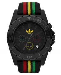 A sporty Stockholm collection watch with chronograph tech from adidas, sparked up with colorful accents and details.