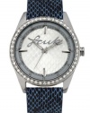 FCUK Women's FC1061SSBL Blue Snake Pattern Leather Strap Stainless Steel Round Case Czech Crystals Watch