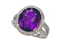 Genuine Amethyst Ring by Effy Collection® in 14 kt White Gold Size 7