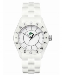 Eye-catching in all white, this sturdy watch from Lacoste is a breath of fresh air.