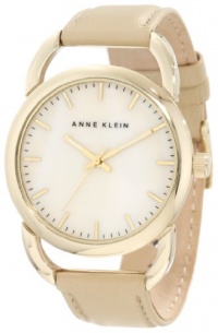 Anne Klein Women's 10/9926CMTN Gold-Tone Tan Leather Strap Watch