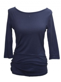 YogaColors Grey Crystal Boatneck 3/4 Sleeve Longer Length Jersey Tee