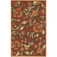 Safavieh Blossom Collection BLM861A Handmade Brown and Multi Hand Spun Wool Area Rug, 8-Feet by 10-Feet