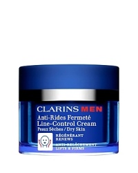 Lines & Wrinkles. Skin Type: Normal, Dry Texture: Cream Make smoothing-out deep lines and wrinkles your goal while tightening up sagging skin around your chin. ClarinsMens lightweight, line-fighting cream with energizing Bison Grass and Chinese Galanga lifts and firms in all the right places. Helps block skin-damaging pollutants, too. Apply after ClarinsMen Active Face Wash. Non-greasy, fresh matte finish.