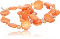 Kenneth Cole New York Coral Shell and Silver Circle Stretch Bracelet Set, 7.5