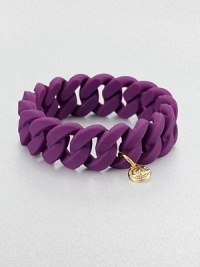 The shape is that of a chunky linked chain but the material is molded silicone in this soft, cushiony bracelet that's both bright and whimsical.SiliconeGold-finished signature charmDiameter, about 2.5Imported