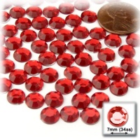 144pc Rhinestones Round 7mm - 34ss flatback Ruby Red RED