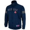 MLB Mens Boston Red Sox Delay Of Game Ath Navy/Ath Gray Marled Long Sleeve Mock Nck Synthetic Frntry Fzip By Majestic