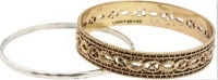 Lucky Brand Two Tone Openwork Lace Bangle Bracelets 2 Pc Set Antique Bronze & Silver JLRU6241