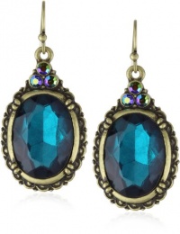 1928 Jewelry Victorian Peacock Turquoise Colored Gem Earrings