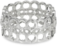 Nine West Linked In Silver-Tone Crystal Stretch Bracelet