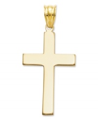 A simple way to depict your faith. This stunning, polished cross charm will inspire your look. Crafted in 14k gold. Chain not included. Approximate length: 1-1/10 inches. Approximate width: 2/5 inch.