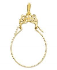 Keep all your favorite charms in place. This pretty polished charm holder features a fancy filigree design in 14k gold. Chain not included. Approximate length: 1-2/5 inches. Approximate width: 9/10 inch.