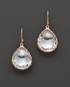 From the Rosé collection, small teardrop earrings with faceted clear quartz. Designed by Ippolita.