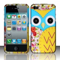 Apple iPhone 4 and 4S Protector Case Rubberized Design Cover Owl 2 for AT&T, Verizon and Sprint