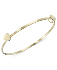 A sweet way to wear your heart on your sleeve! This 14k gold bracelet is accented with miniature heart charms. Adjustable bracelet; diameter measures approximately 1-1/2 inches to 1-3/4 inches.