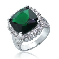 Bling Jewelry Vintage Style Emerald Color CZ Cocktail Ring