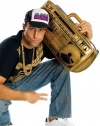 Inflatable Rapper Gold Ghetto Blaster Radio Costume Prop