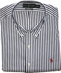 Polo Ralph Lauren Custom-Fit Striped Sueded Poplin, Blue, Large