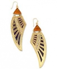 Rachel Roy Jewelry Gold-tone Glass Accent Wing Earrings