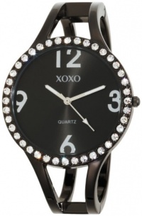 XOXO Women's XO1093 Black Dial Gun Metal Bangle Watch