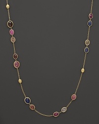 Multicolored sapphires make a timeless statement on Marco Bicego's Siviglia necklace, crafted in 18 karat yellow gold.