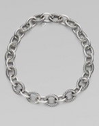 Bold, chunky links, alternating between smooth and cabled, create a necklace that's both classic and of-the-moment with true Yurman style. Sterling silver Length, about 19 Spring ring clasp Made in USA