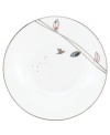 Hummingbirds twirl and buzz from flowery pink leaves to blue on dreamy bone china dessert plates from Lenox Lifestyle dinnerware. The dishes from the Silver Song collection are crisscrossed with platinum branches and abound with fanciful springtime delight and irresistible modern charm. (Clearance)