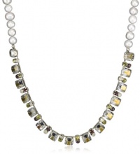 Sorrelli Concrete Jungle Swarovski Crystals and Light Grey Freshwater Pearls Modern Line Necklace