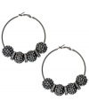 Smoky sophistication, by Style&co. These dusky hoop earrings feature glass crystal beads with spacers. Crafted in hematite tone mixed metal. Approximate diameter: 2-3/8 inches.