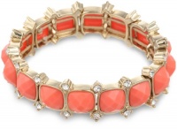 Anne Klein Socialite Gold-Tone Coral Colored Crystal Accents Stretch Bracelet