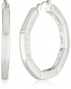 T Tahari Silver and Crystal Hoop Earrings