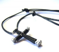 Black Horseshoe Nail Cross Necklace