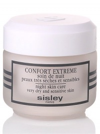 Confort Extreme night facial skin care soothes and hydrates dry, sensitive skin as well as skin weakened by harsh climates, stress or surgery. Skin becomes softer and more luminous. Includes echinacea, arnica flower and wheat proteins. 1.6 oz. 