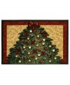 Accent your home with elegant decor this season--from the bottom up! A spirited Christmas tree adorns Shaw's beautiful holiday rug with a gold field and wine-hued border. Constructed of Shaw's unique recyclable nylon, it's the most eco-friendly way to enjoy the classic Christmas tree!