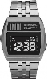 Diesel Watches Men's Digital Stainless Steel Black Dial Watch (Black/Blue)