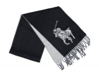 Polo Ralph Lauren Men Big Pony Lambs Wool Reversible Winter Scarf - Made in Italy