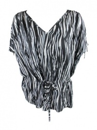 Rachel Zoe womens anita laced zebra print gathered waist top