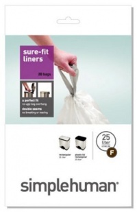 simplehuman Custom Fit Trash Can Liner F, 25 Liters / 6.5 Gallons, 20-Count (Pack of 3)