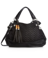 Fashionistas would agree that every wardrobe needs a little laid-back luxe, and this Giani Bernini bag in an assortment of eye-catching colors is it. A modern zig-zag pattern, flirty tassels and silver-tone hardware adorn the silhouette while sturdy handles and crossbody strap offer instant versatility.