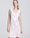 Sweet dreams abound in this short floral print gown by Lauren by Ralph Lauren.