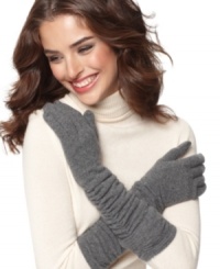 Long story: Made in luxe cashmere, Charter Club's elegant long gathered gloves add a touch of old-fashioned elegance to your cold weather wardrobe.