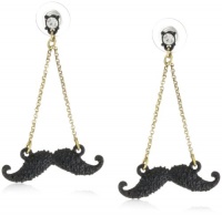 Betsey Johnson Film Noir Mustache Chandelier Earrings