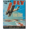 Learn To Fly Bi Wing Airplane Retro Vintage Tin Sign Tin Sign , 13x16