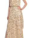 AIDAN MATTOX Dazzling Champagne Beaded One Shoulder Evening Gown Dress 4