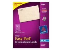 Avery Easy Peel Return Address Labels for Inkjet Printers, 0.5 x 1.75 Inches, Clear, Pack of 800 (18667)